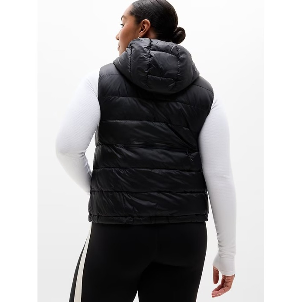 Athleta Aire Puffer Vest Womens S Black Hooded Lightweight Packable New $125 - Picture 7 of 16